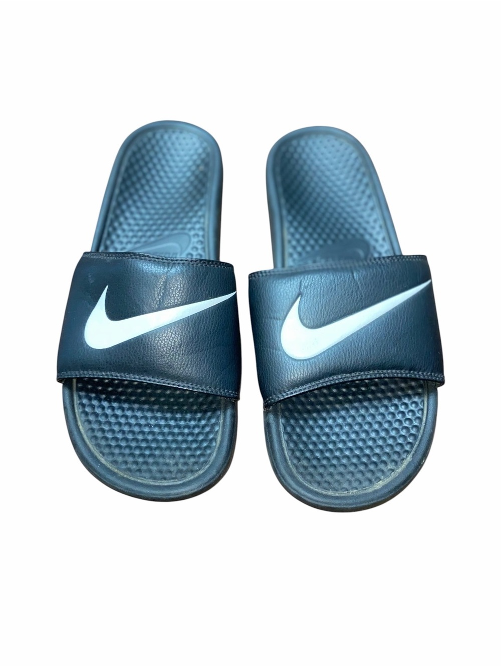 Nike Benassi Black Slide Sandals Men’s Size 12 White Swoosh